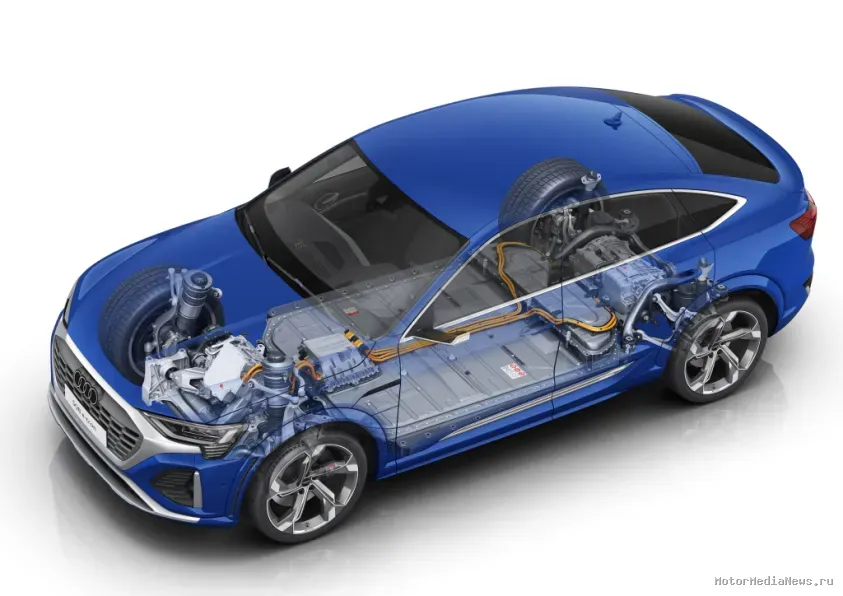 Схема расположения электродвигателей в Audi Q8 e-tron 2023